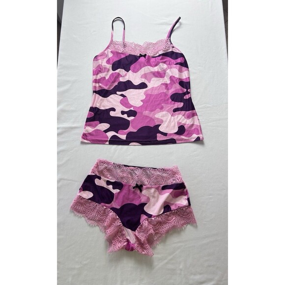 Chic Me Womens Medium Pink Camo Tank and Shorts Pajamas - Picture 1 of 7